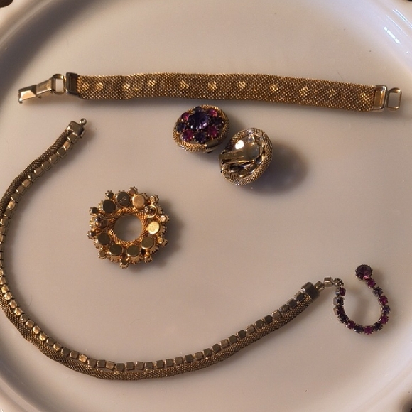 Albert Weiss Vintage Gold and Purple 5pc Glam Set - Picture 2 of 7